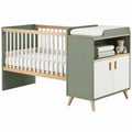 Babybed met commode en verschoonblad 120 x 60 cm Saliegroen/Wit/Naturel Beuken
