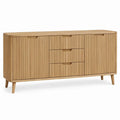 Dressoir van massief rubberhout met 2 deuren en 3 lades, 160 x 40 x 80 cm, naturel