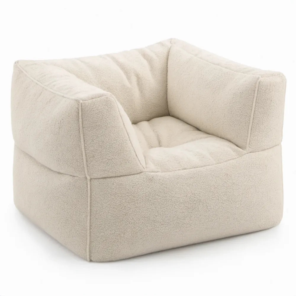 Bouclé fauteuil crème van polyester, 85 x 85 x 70 cm
