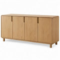 Dressoir met 4 deuren van massief eikenhout, 180 x 45 x 80 cm, naturel eiken