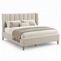 Gestoffeerd tweepersoonsbed 160 x 200 cm Beige