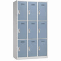 Stalen locker met 9 afsluitbare vakken, 90 x 45 x 180 cm, lichtblauw/lichtgrijs
