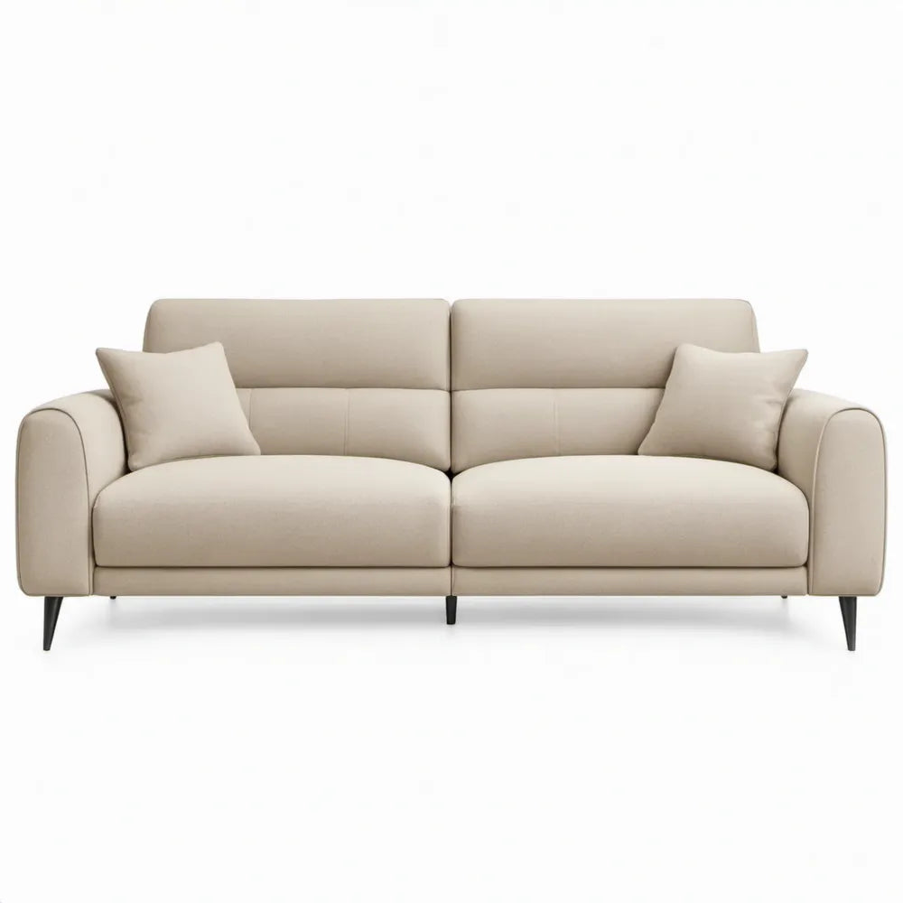 3-zitsbank 220 x 95 x 85 cm beige met zwarte stalen poten