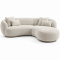 Gebogen hoekbank met chaise longue rechts 290 x 175 x 75 cm crème bouclé