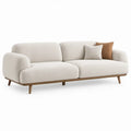 Crèmekleurige 3-zitsbank 220 x 90 x 82 cm met bouclé bekleding en houten poten